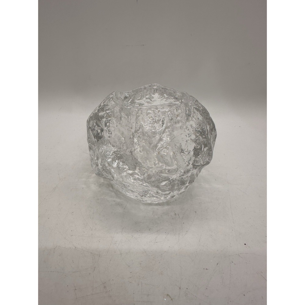 Kosta Boda Votive‎ Holder Snowball Crystal Art Glass Ice Block Candle 3" Vintage